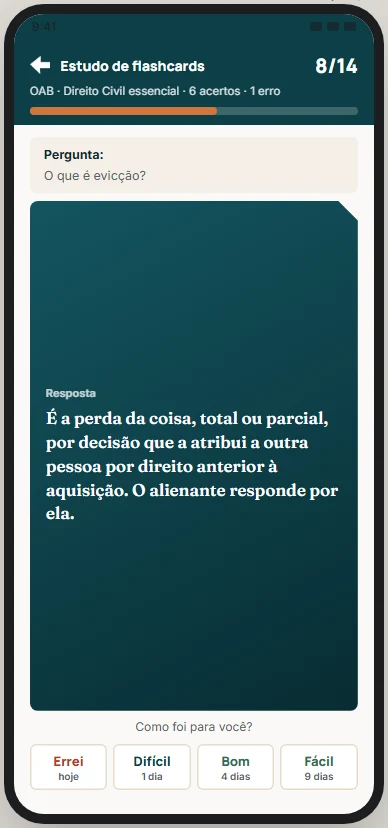 Ilustração aprovada: Flashcard, resposta