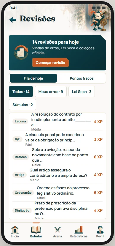 Ilustração aprovada: Fila de revisões no celular